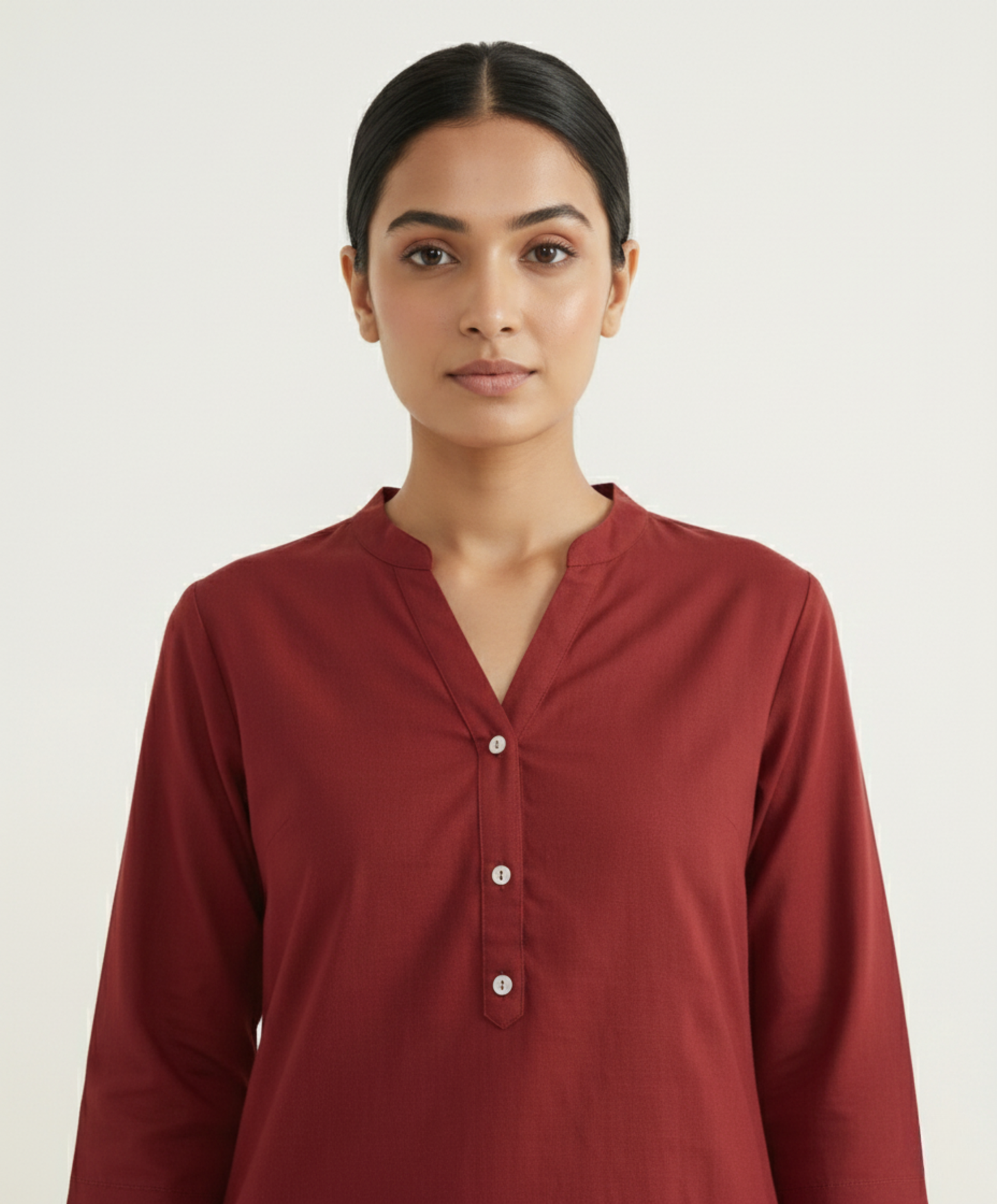 Maroon Linen Long Kurta