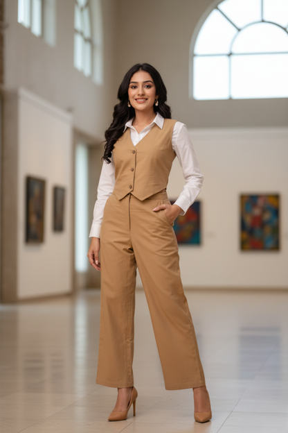 Dark Brown Waist Coat Co-ord set
