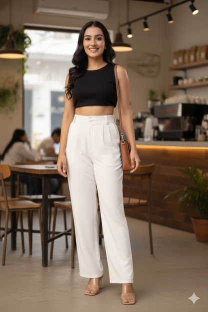 Sassy White Korean Pants