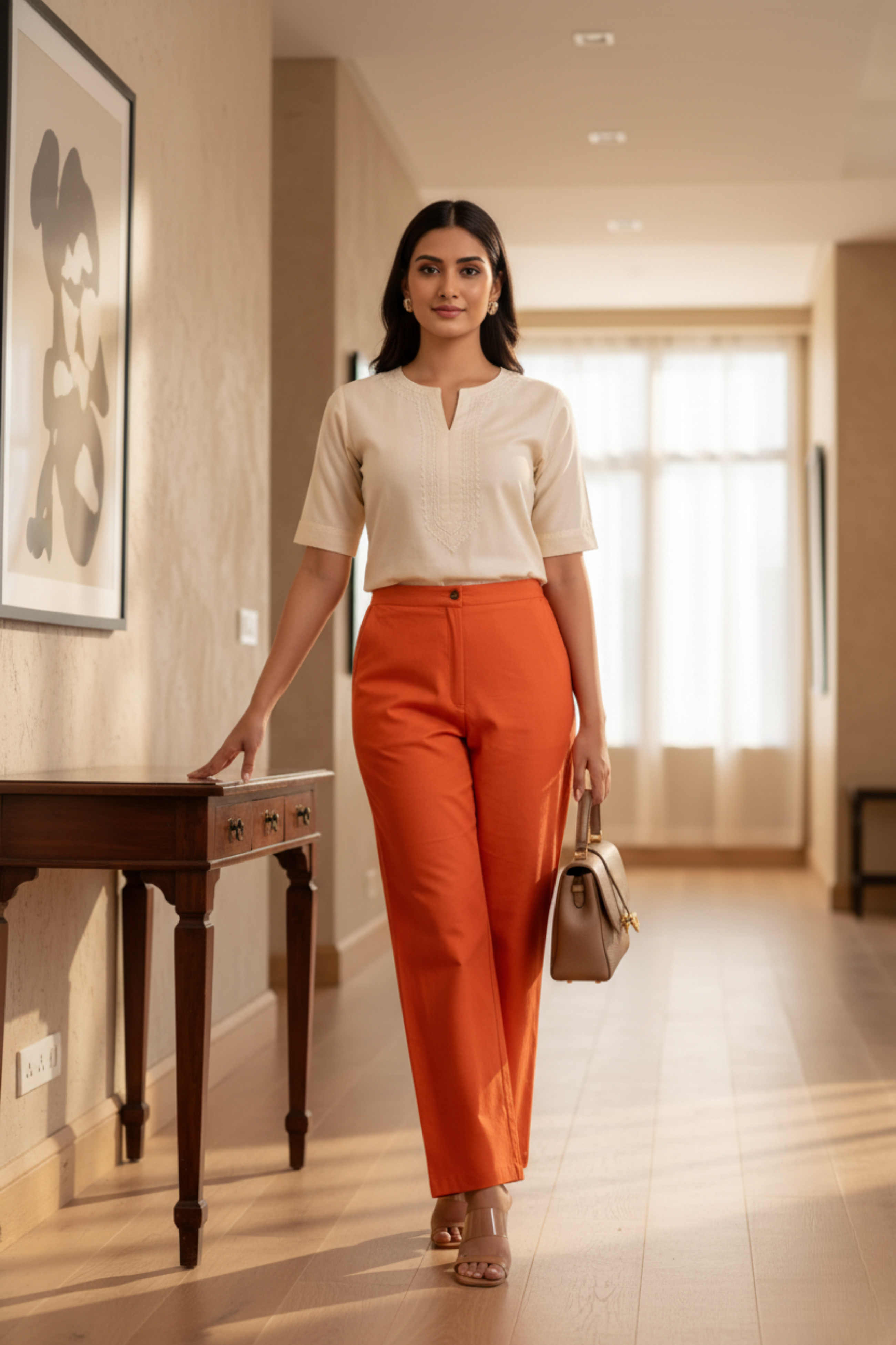 Rust Orange Sassy Wide Leg Pant