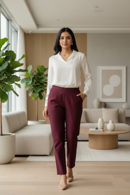 Sassy  Wine Cotton Pants