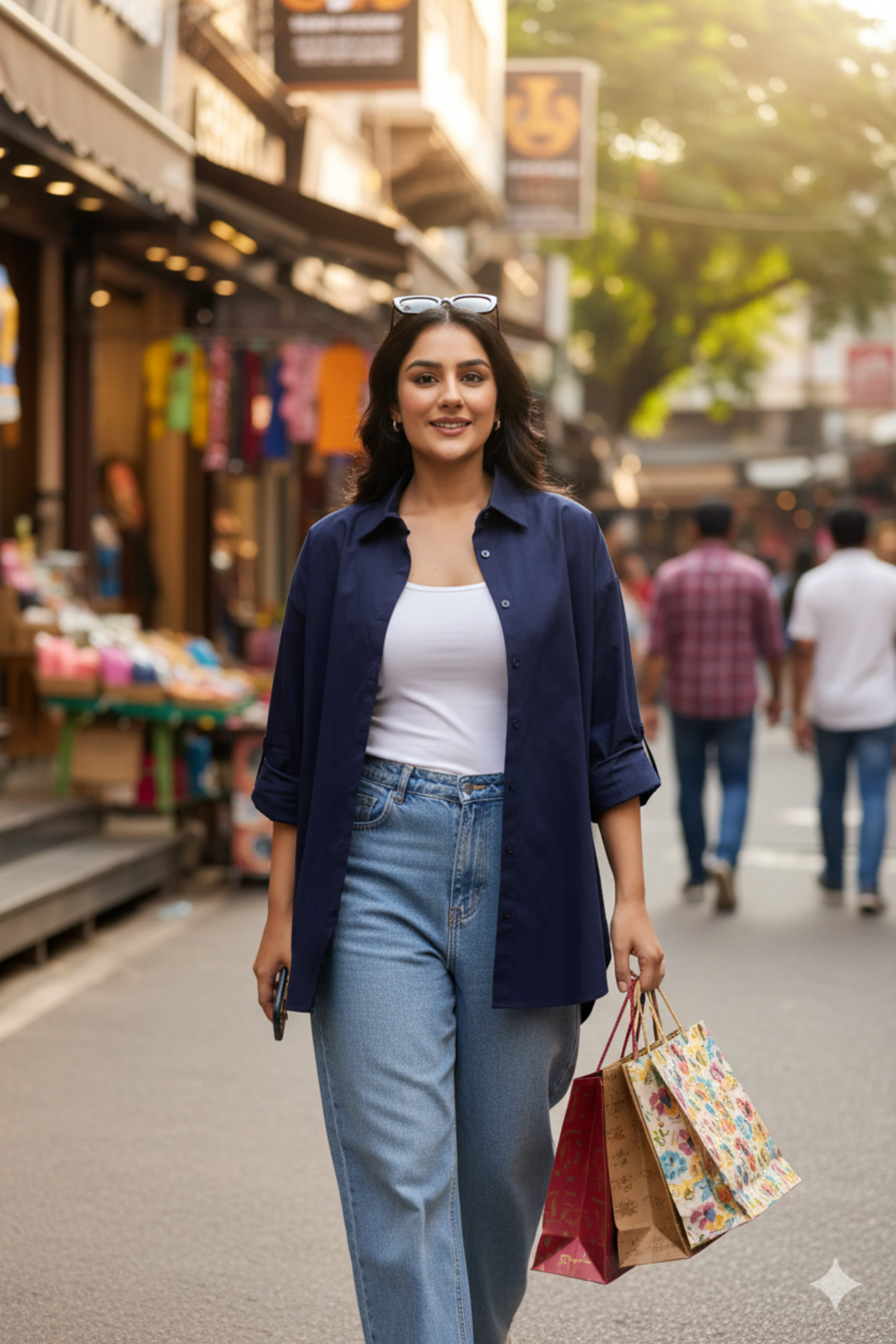 Navy Blue Women Oversized Shirt