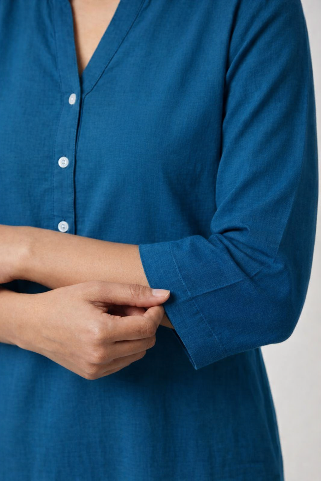 Turquoise Blue Linen Long Kurta