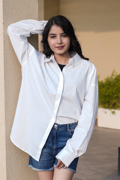 White Women Oversized Shirt