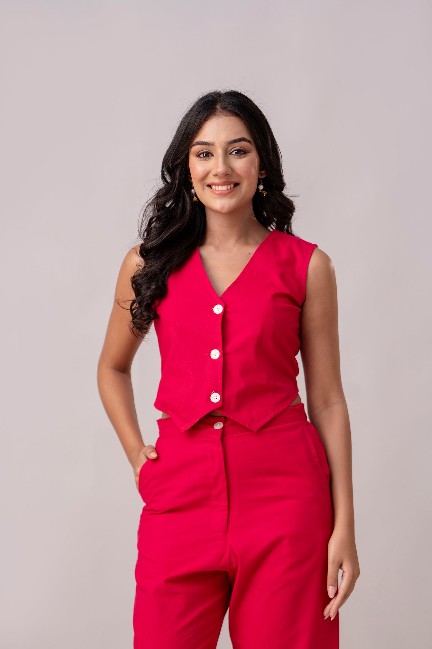 Hot Pink Timeless Cotton Waist Coat