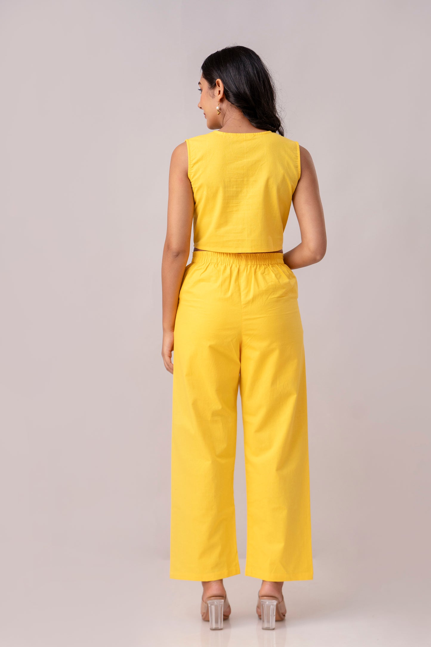 Yellow Timeless Cotton Formal Pant