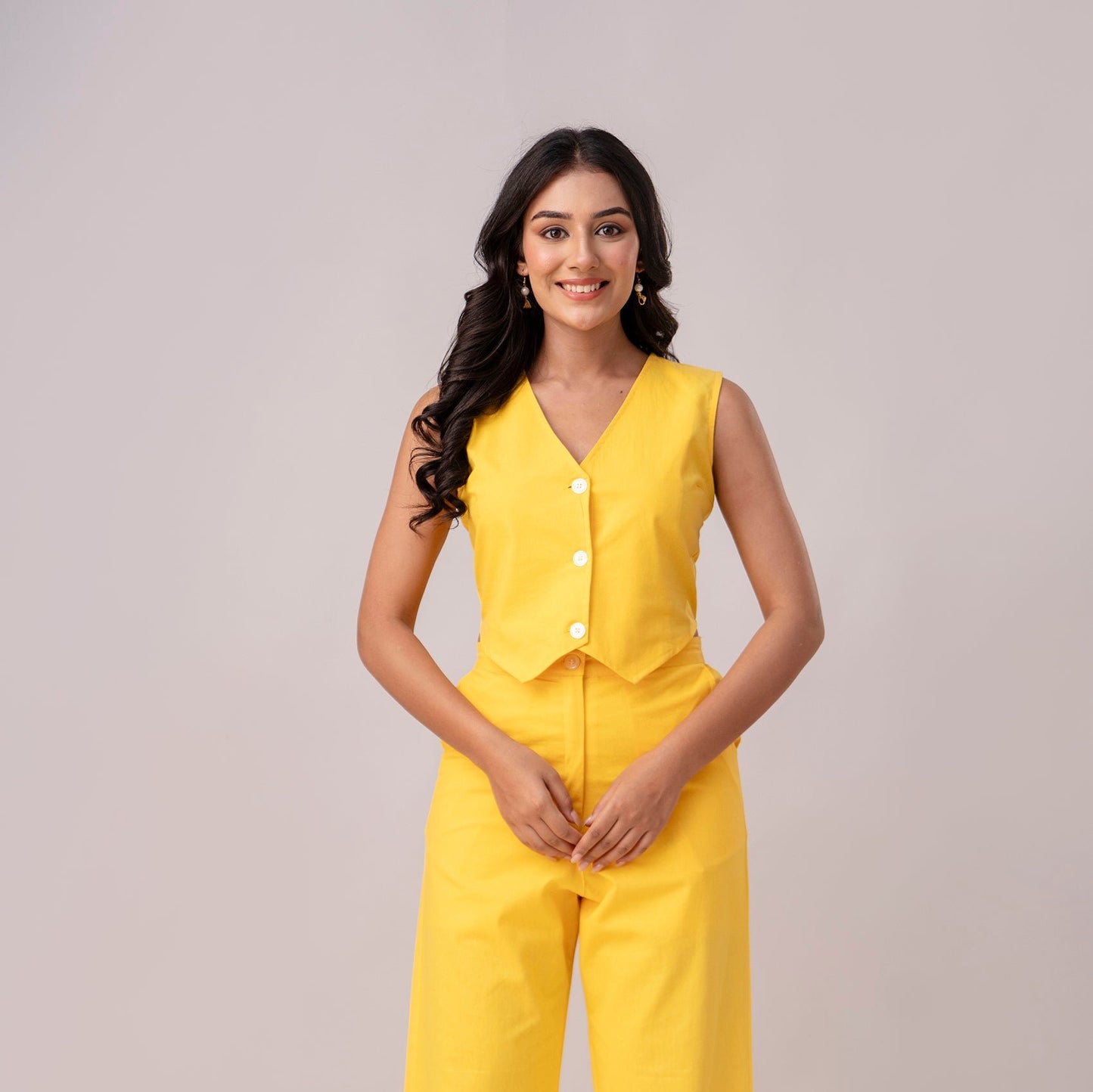 Yellow Timeless Cotton Waist Coat