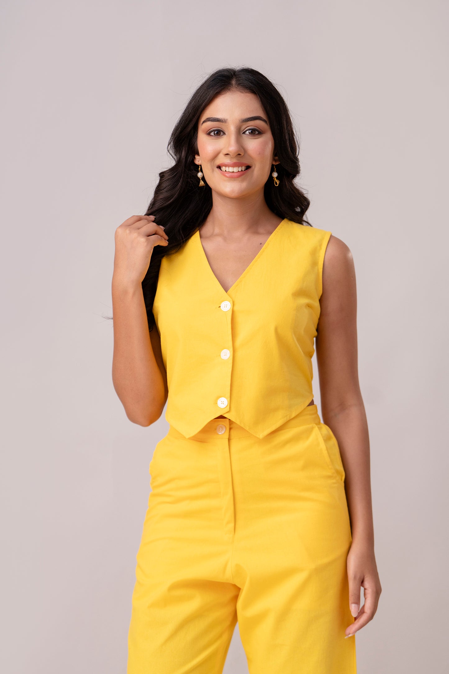 Yellow Timeless Cotton Waist Coat