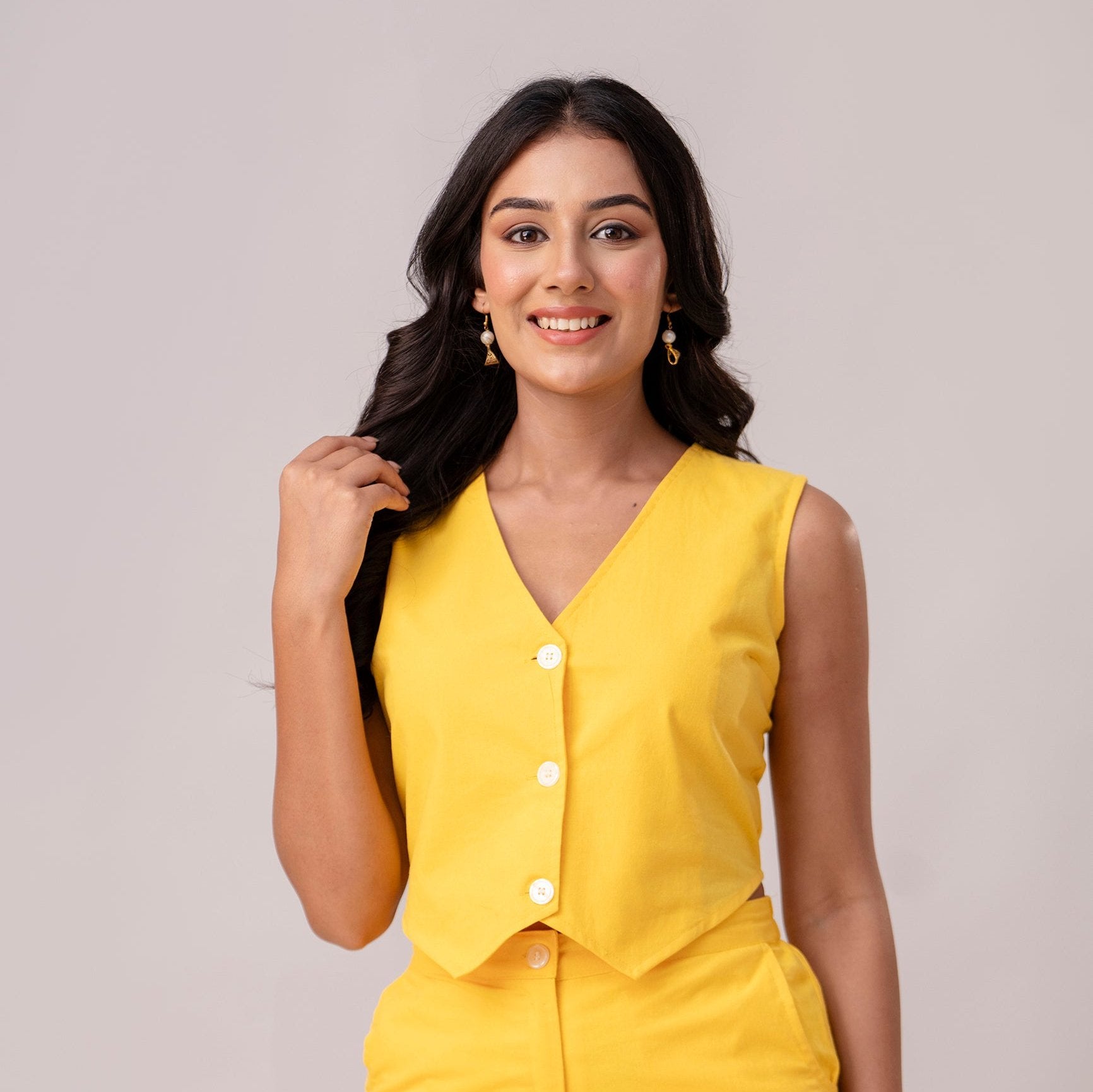 Yellow Timeless Cotton Waist Coat