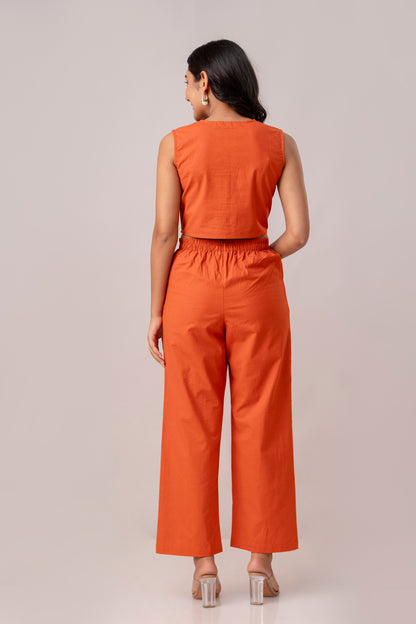 Rust Orange Timeless Cotton Formal Pant