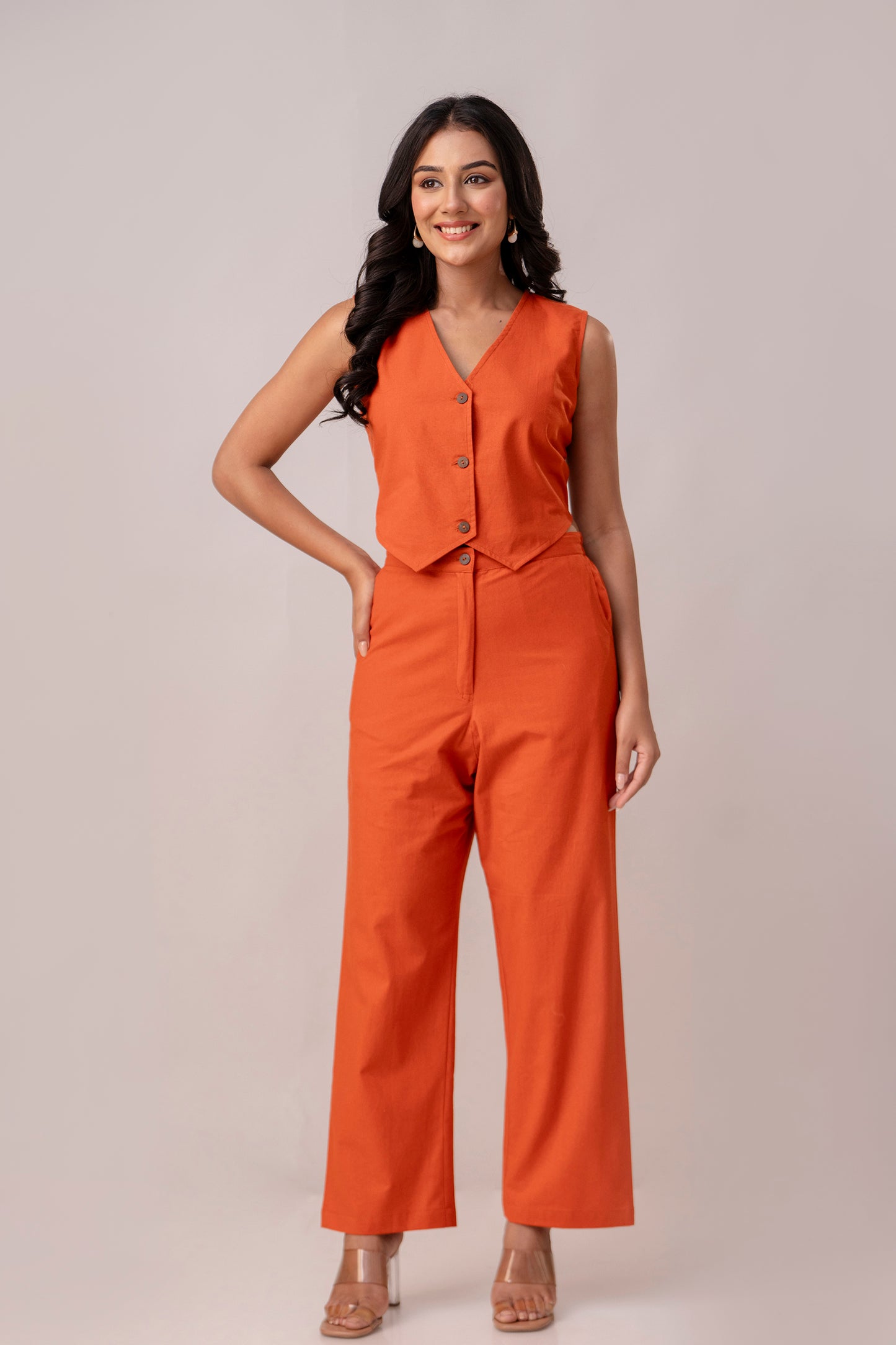 Rust Orange Timeless Cotton Formal Pant