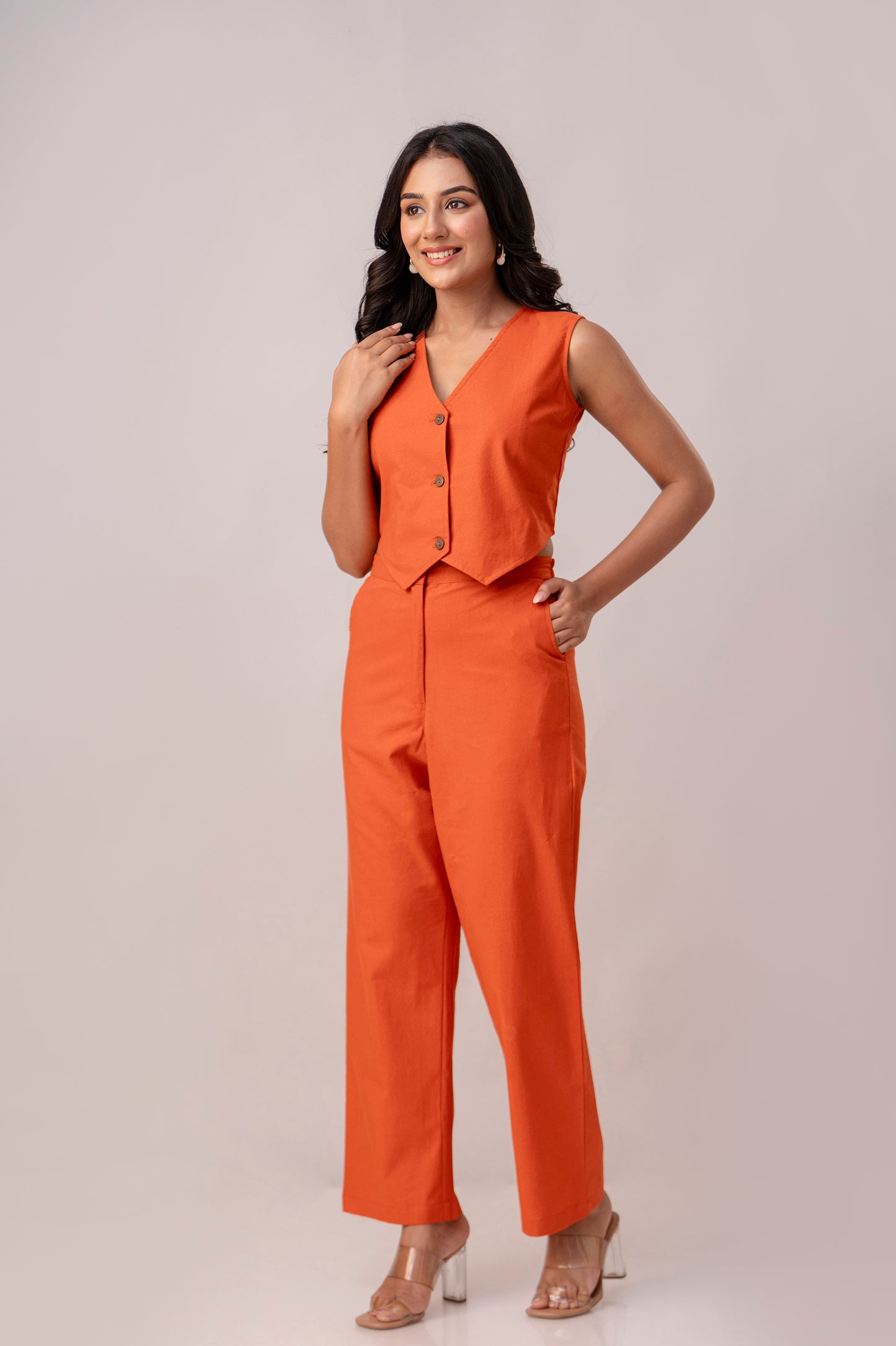 Orange Timeless Cotton Waist Coat