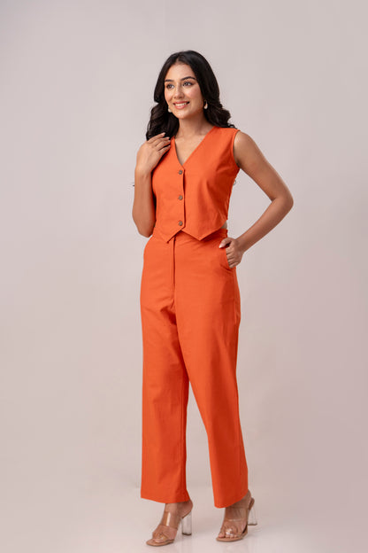 Rust Orange Timeless Cotton Formal Pant