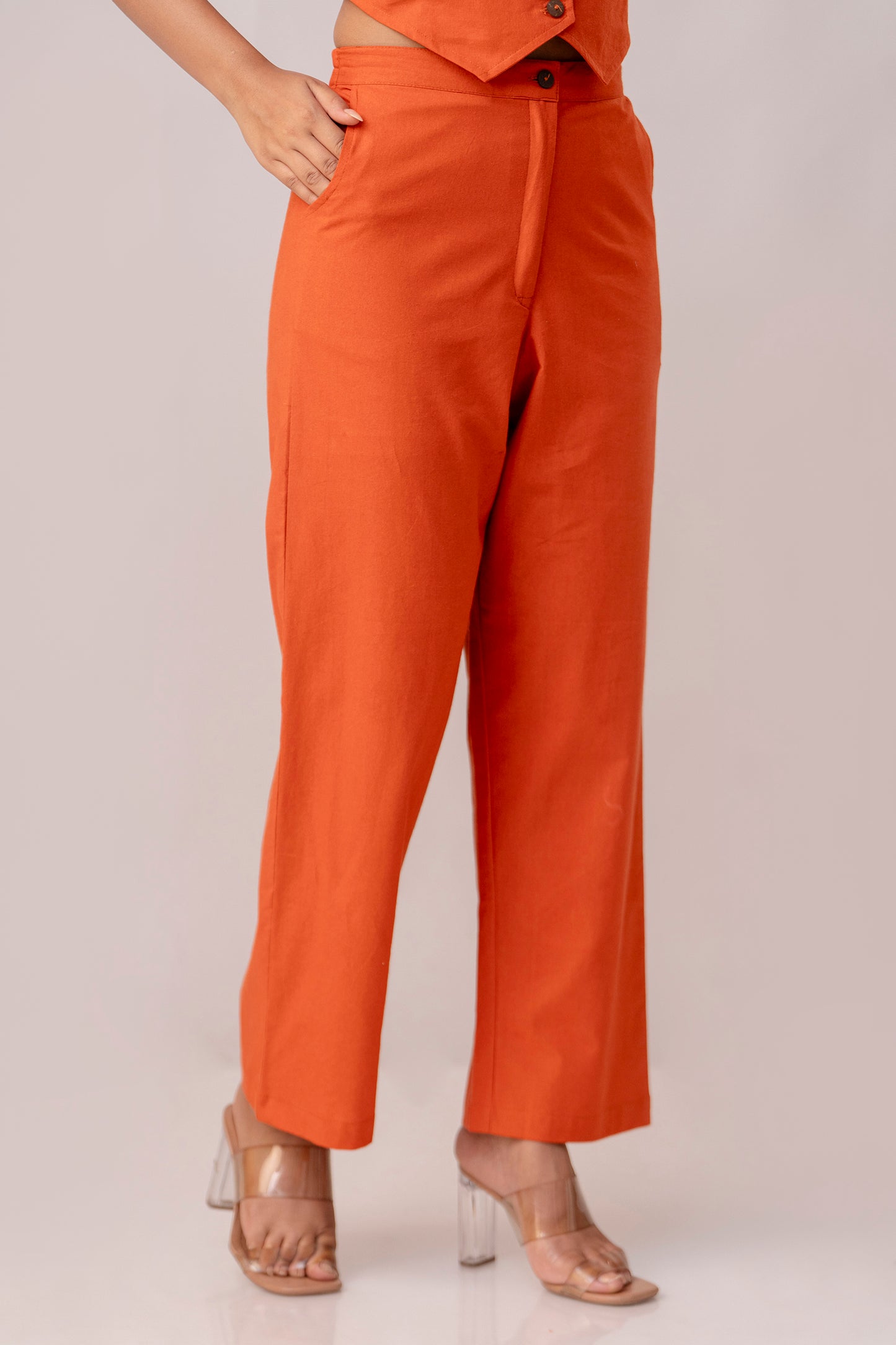 Rust Orange Timeless Cotton Formal Pant