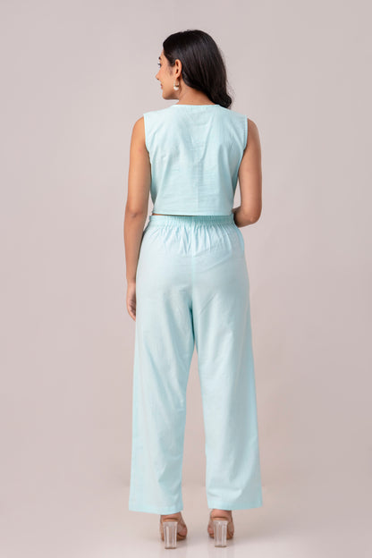 Pale Blue Waist Coat Co-ord set