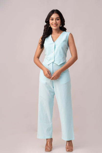 Pale Blue Timeless Cotton Formal Pant