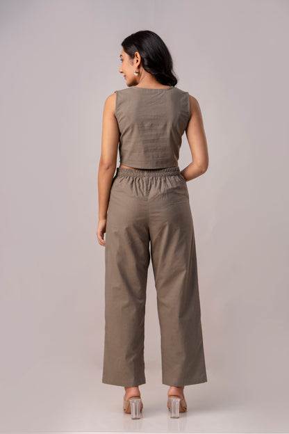 Warm Grey Waist Coat Co-ord set