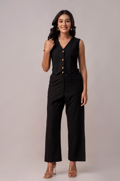 Black Timeless Cotton Formal Pant