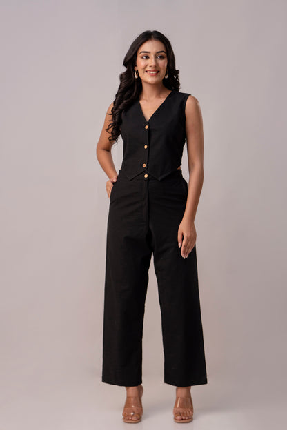 Black Timeless Cotton Formal Pant