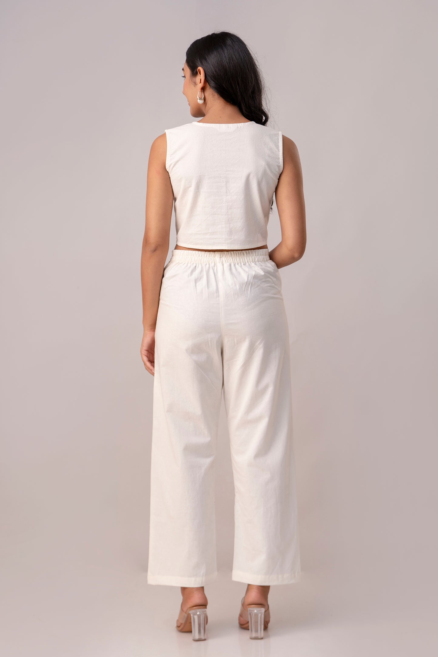 White Timeless Cotton Formal Pant