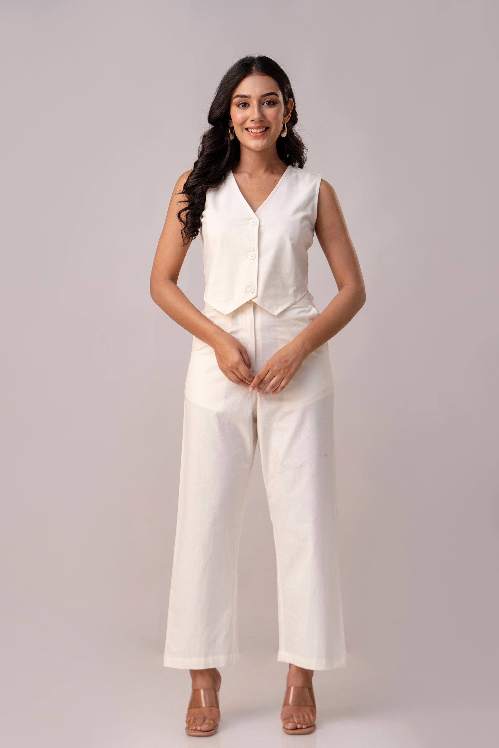 White Timeless Cotton Formal Pant