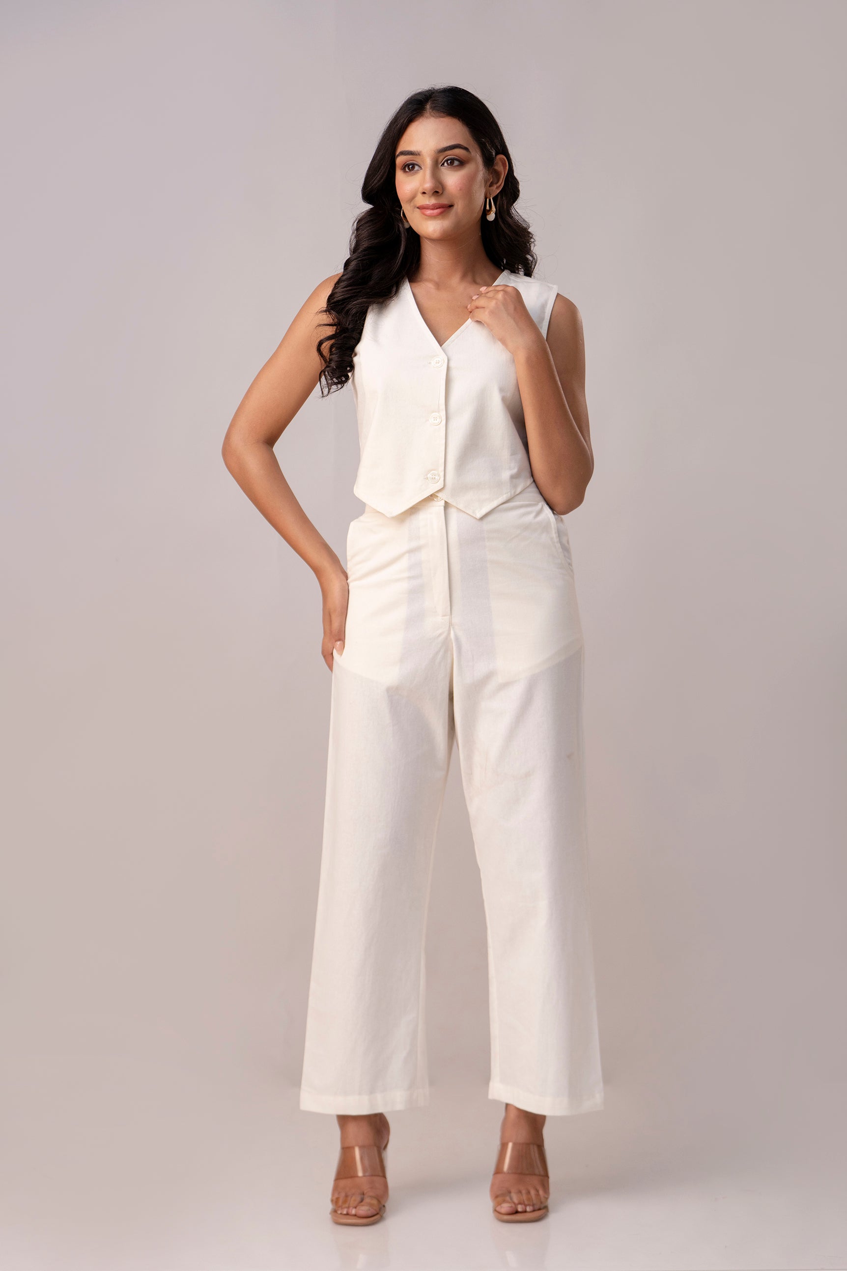 White Waist Coat Co-ord set