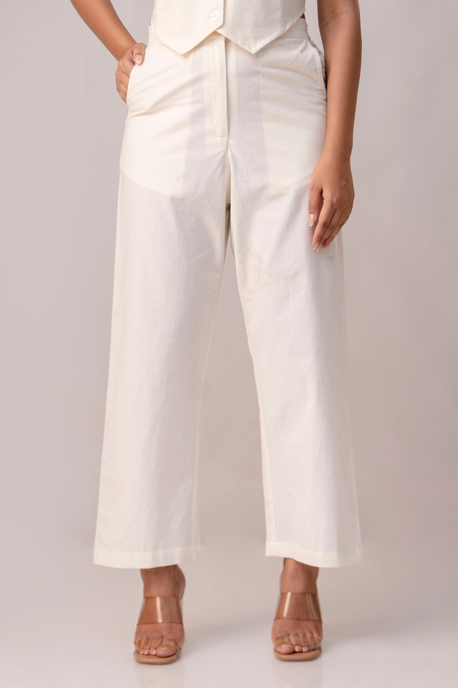 White Timeless Cotton Formal Pant