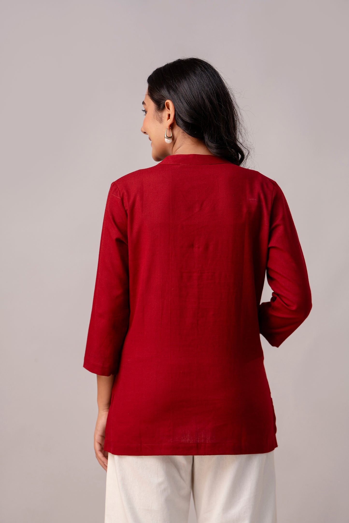 Maroon Solid Short Kurti