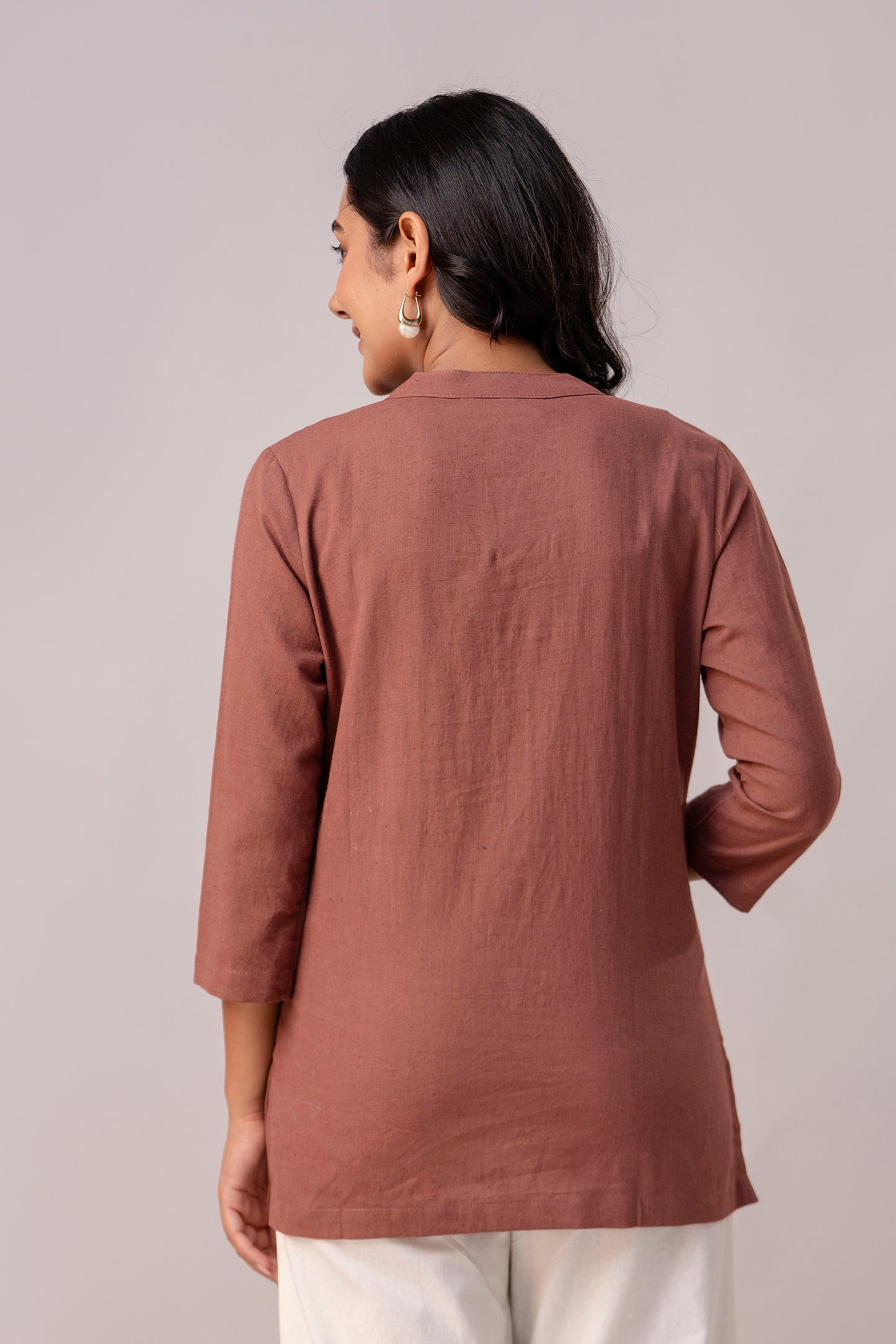 Rose Taupe Solid Short Kurti