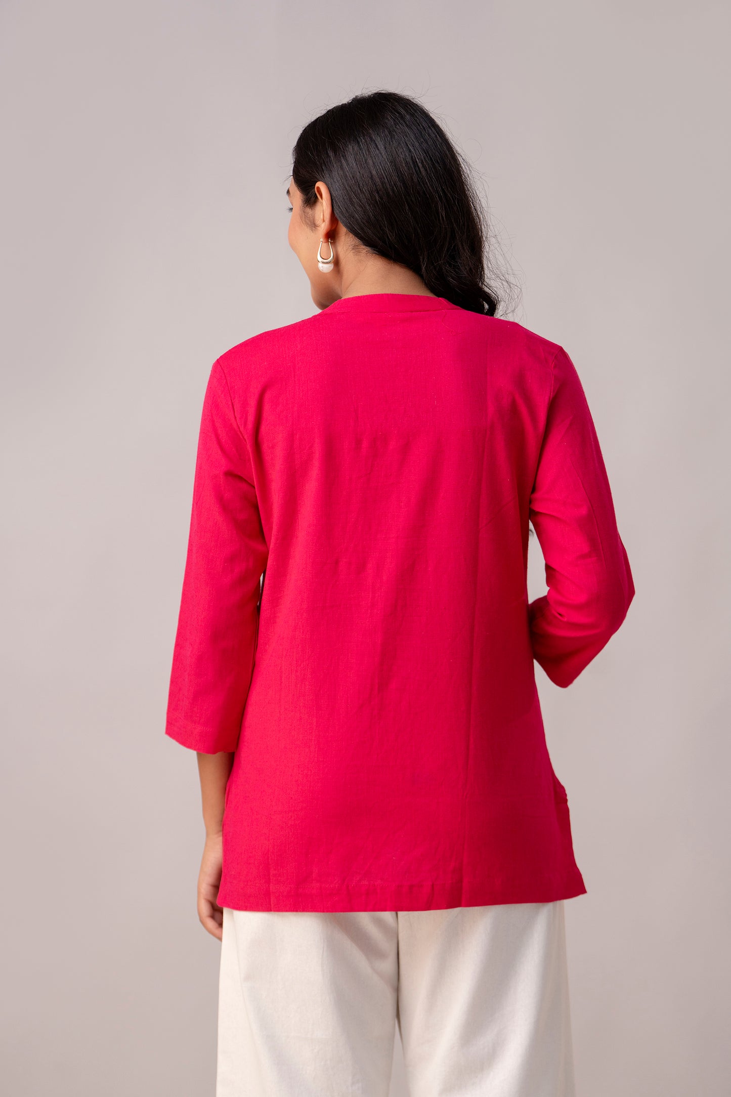 Hot Pink Solid Short Kurti
