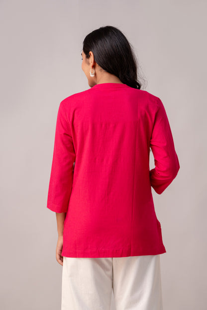 Hot Pink Solid Short Kurti