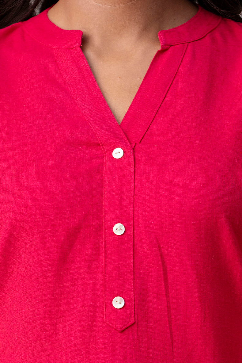 Hot Pink Solid Short Kurti