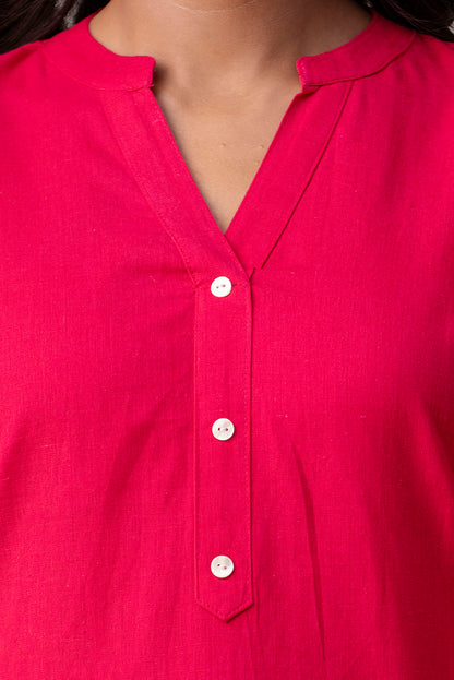 Hot Pink Solid Short Kurti