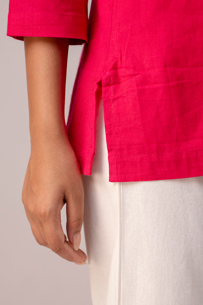 Hot Pink Solid Short Kurti
