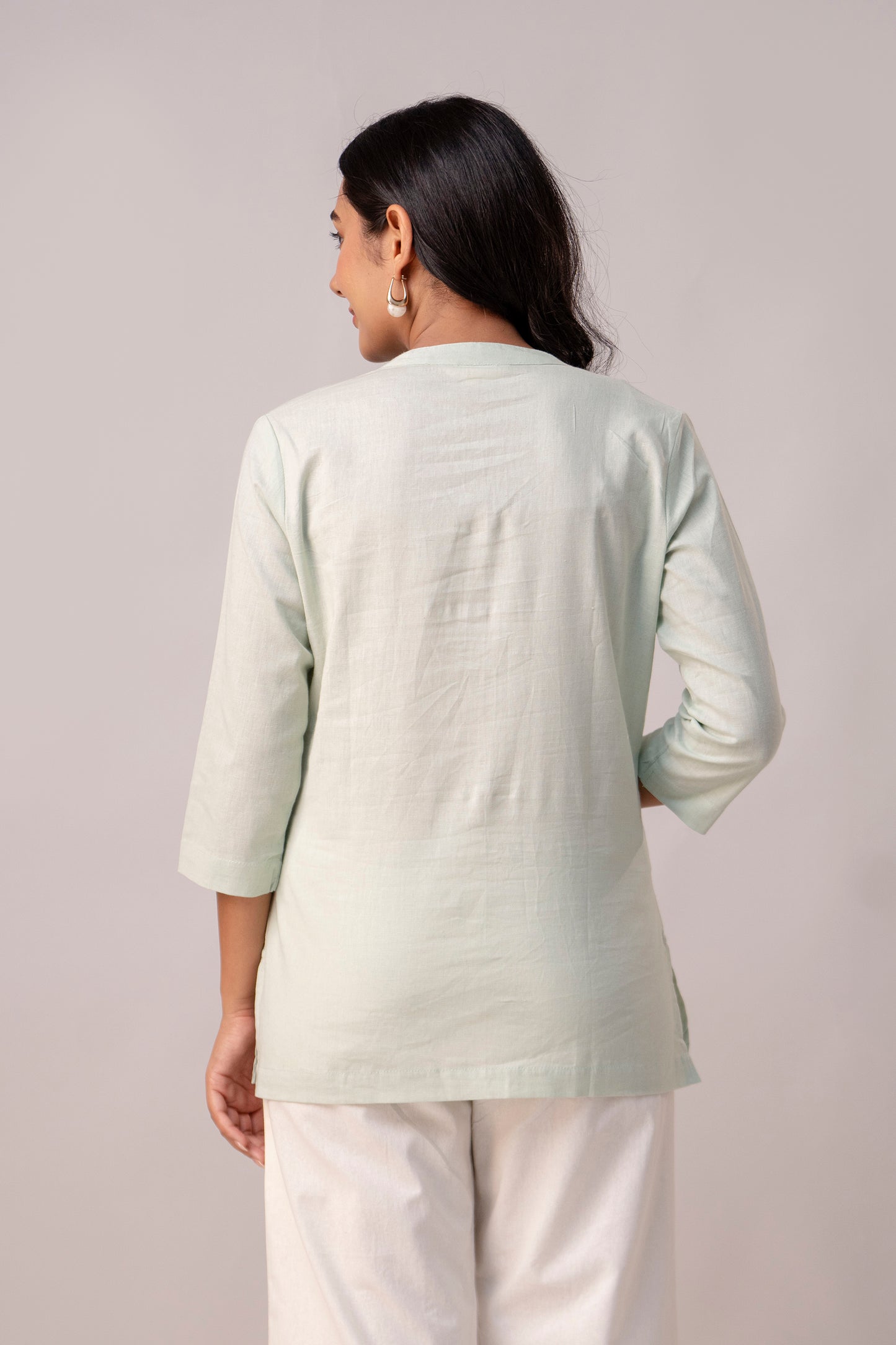 Mint Green  Solid Short Kurti