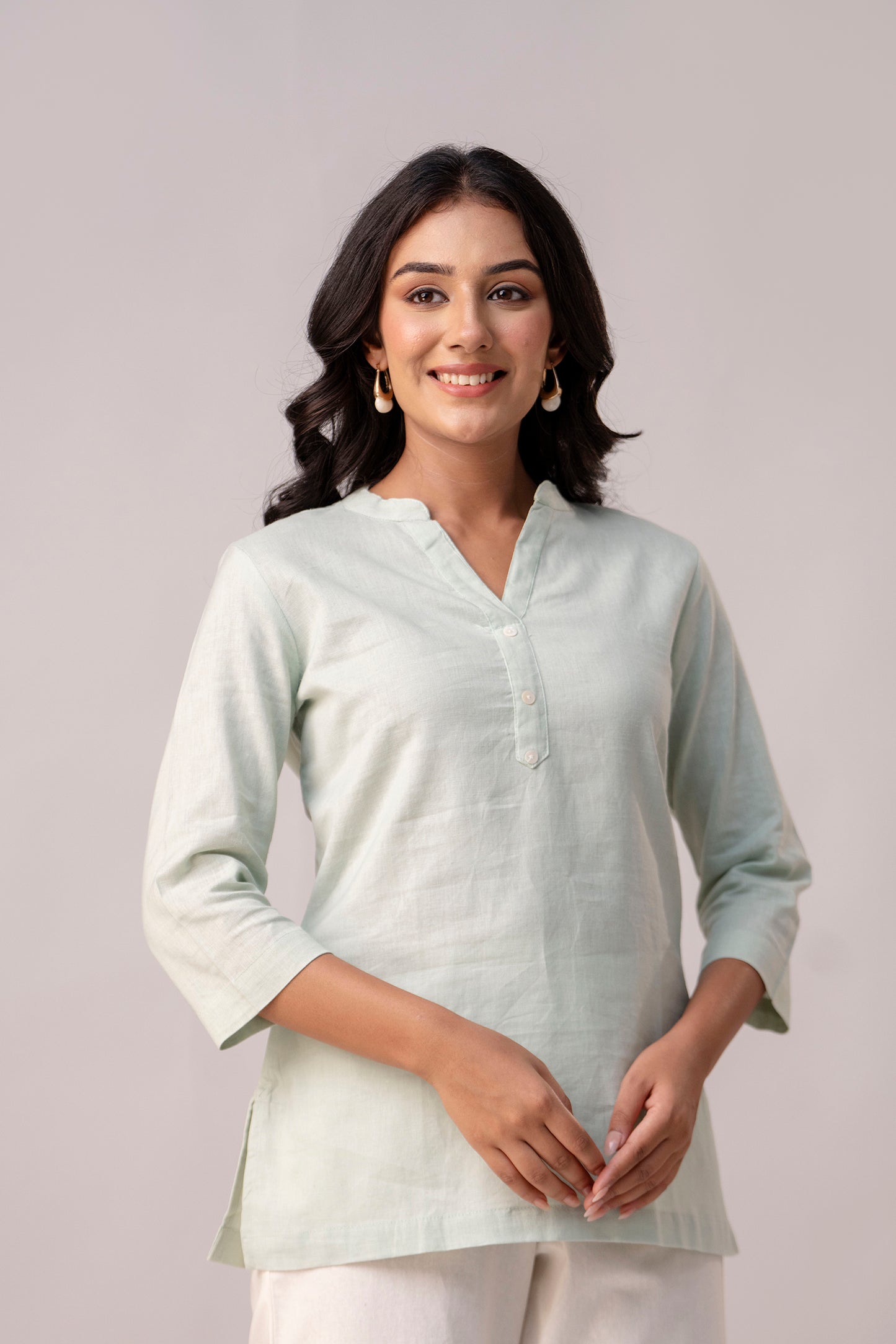 Mint Green  Solid Short Kurti