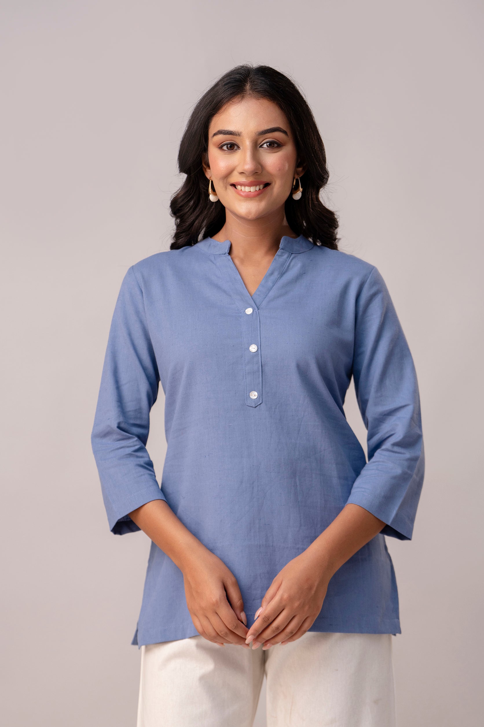 Pastel Blue Short Kurti