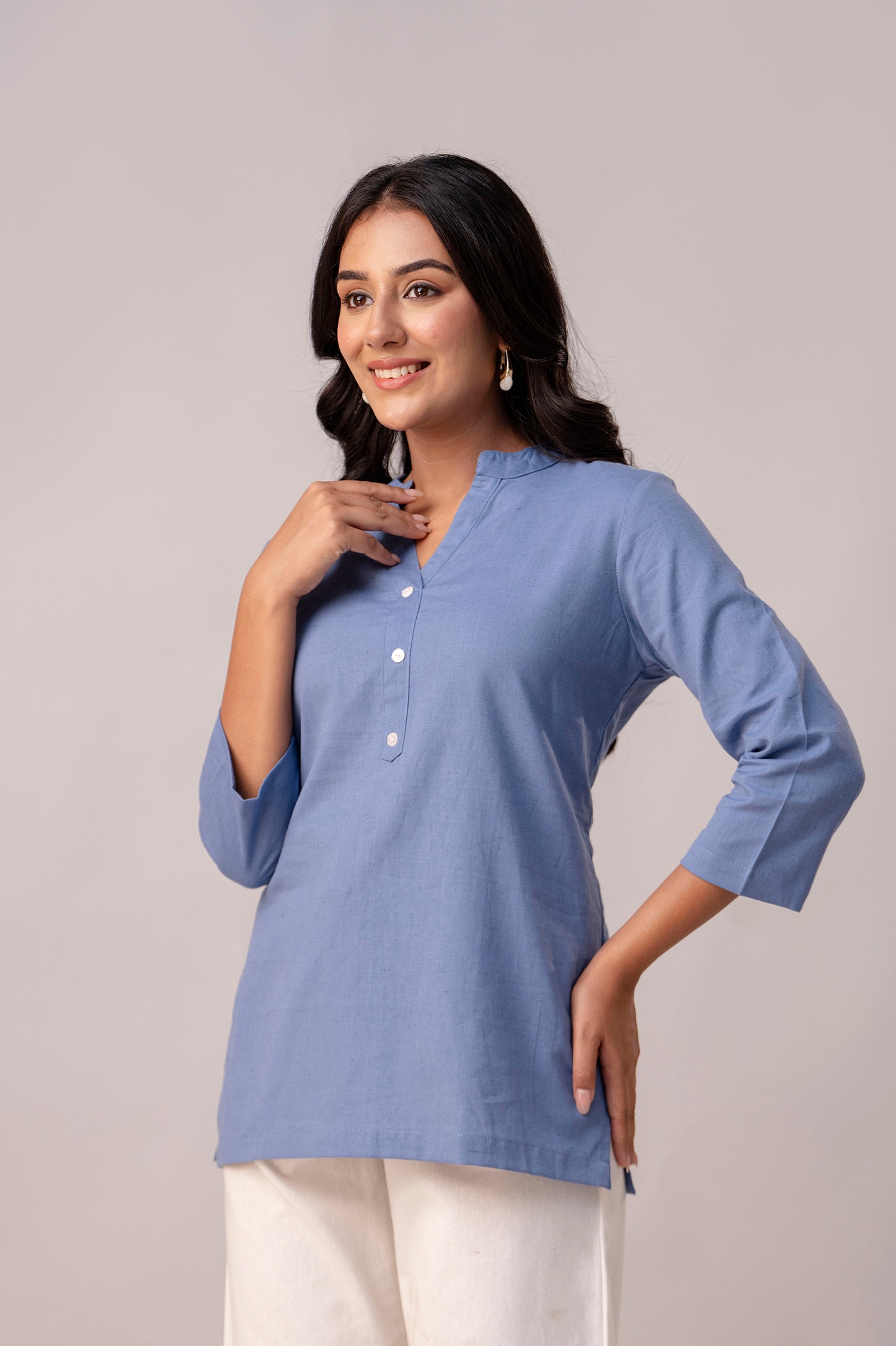 Pastel Blue Short Kurti