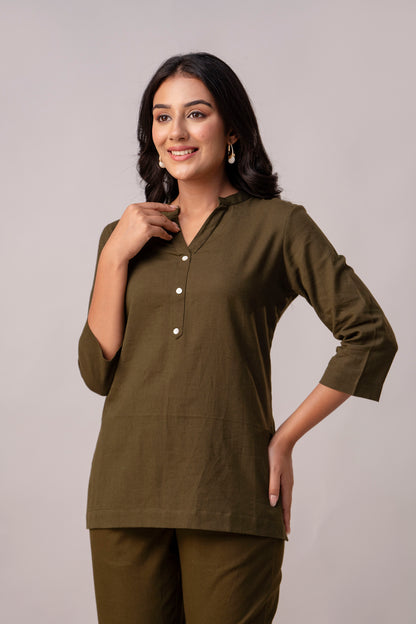 Olive Green Short Kurti