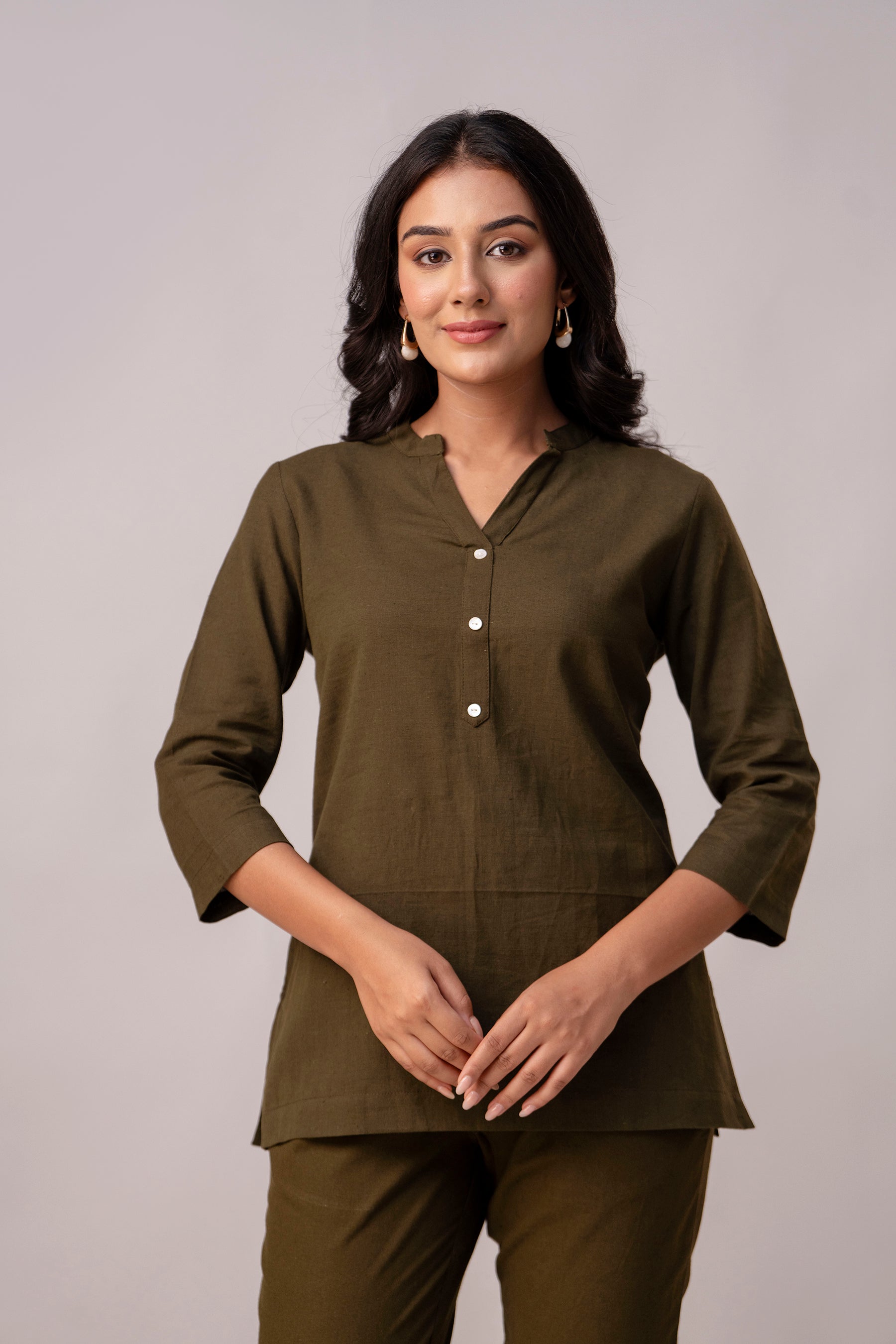 Olive Green Short Kurti