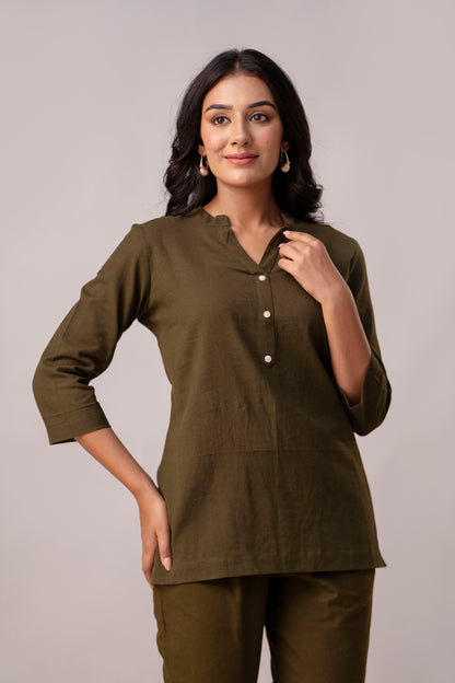 Olive Green Short Kurti