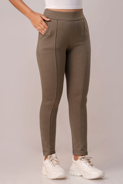 Brown Super Stretchable Jeggings