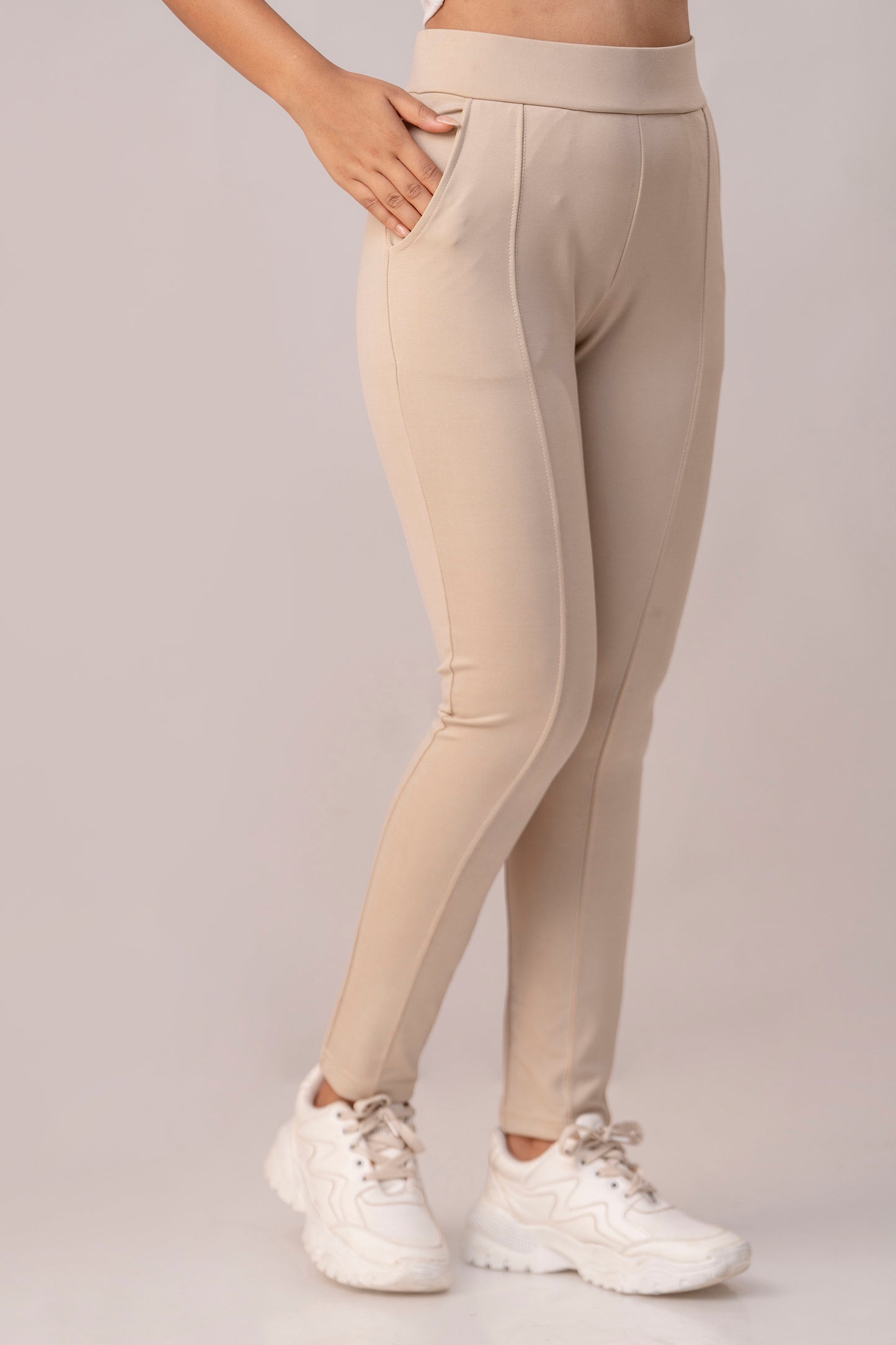 Beige Super Stretchable Jeggings