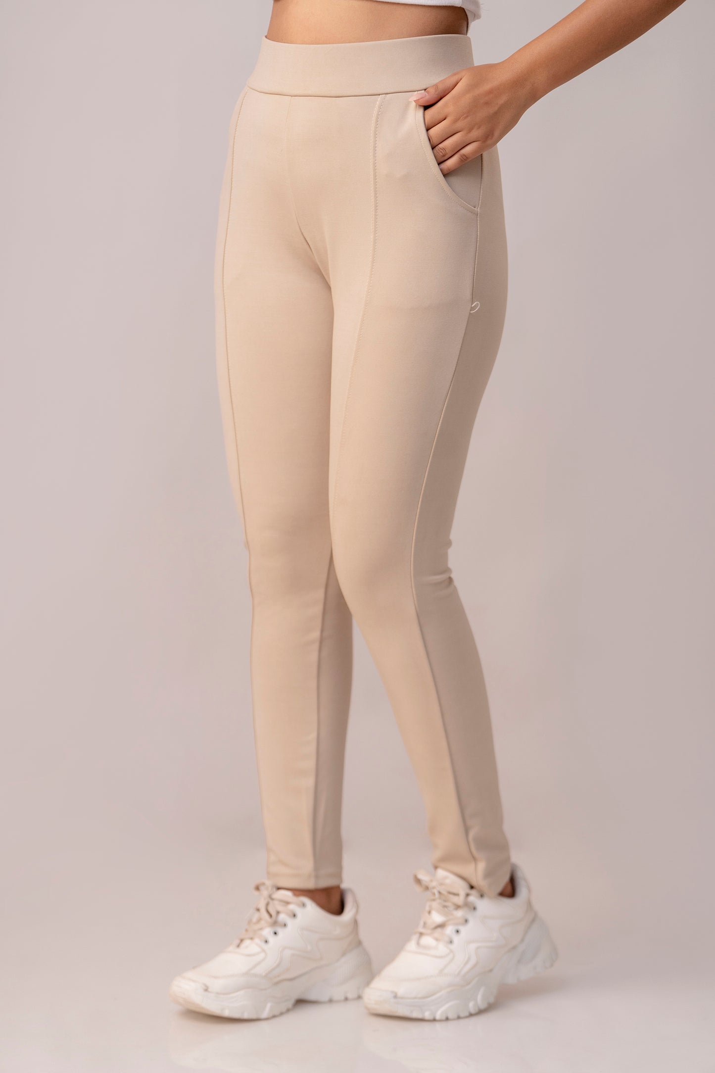 Beige Super Stretchable Jeggings