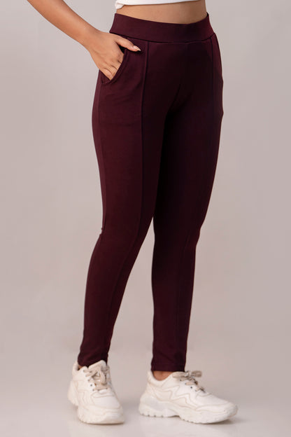 Wine Super Stretchable Jeggings