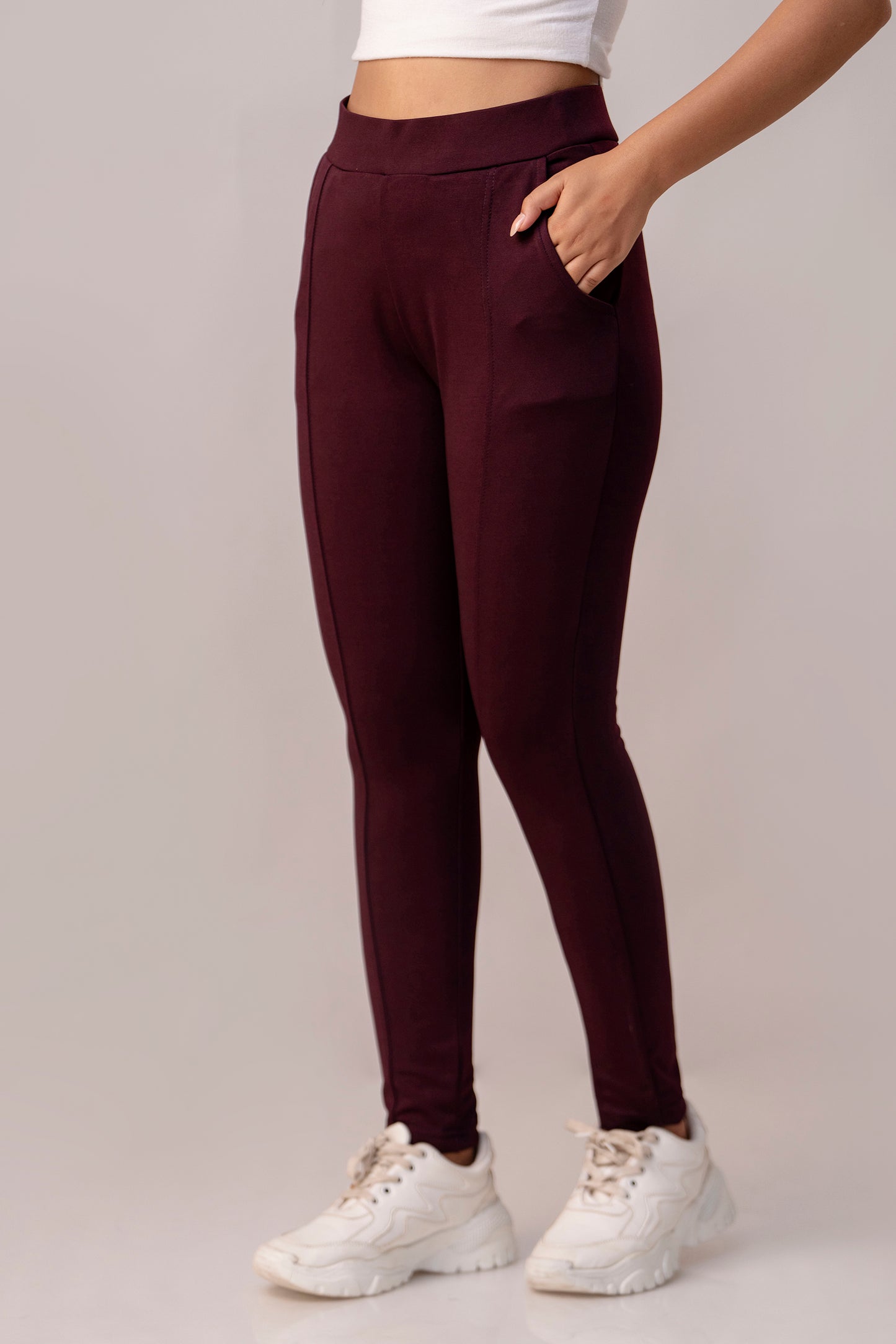 Wine Super Stretchable Jeggings