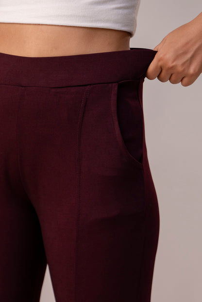 Wine Super Stretchable Jeggings