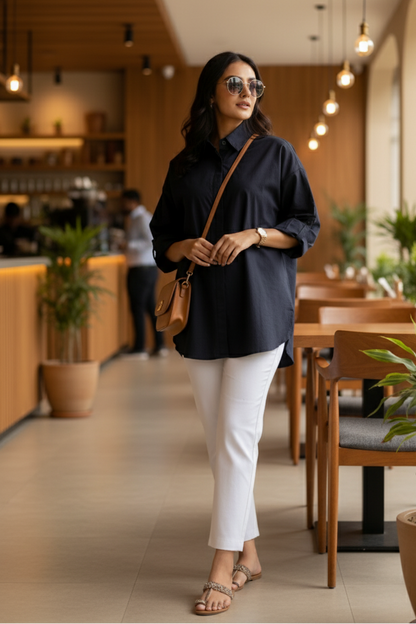 Black Women Oversized Shirt