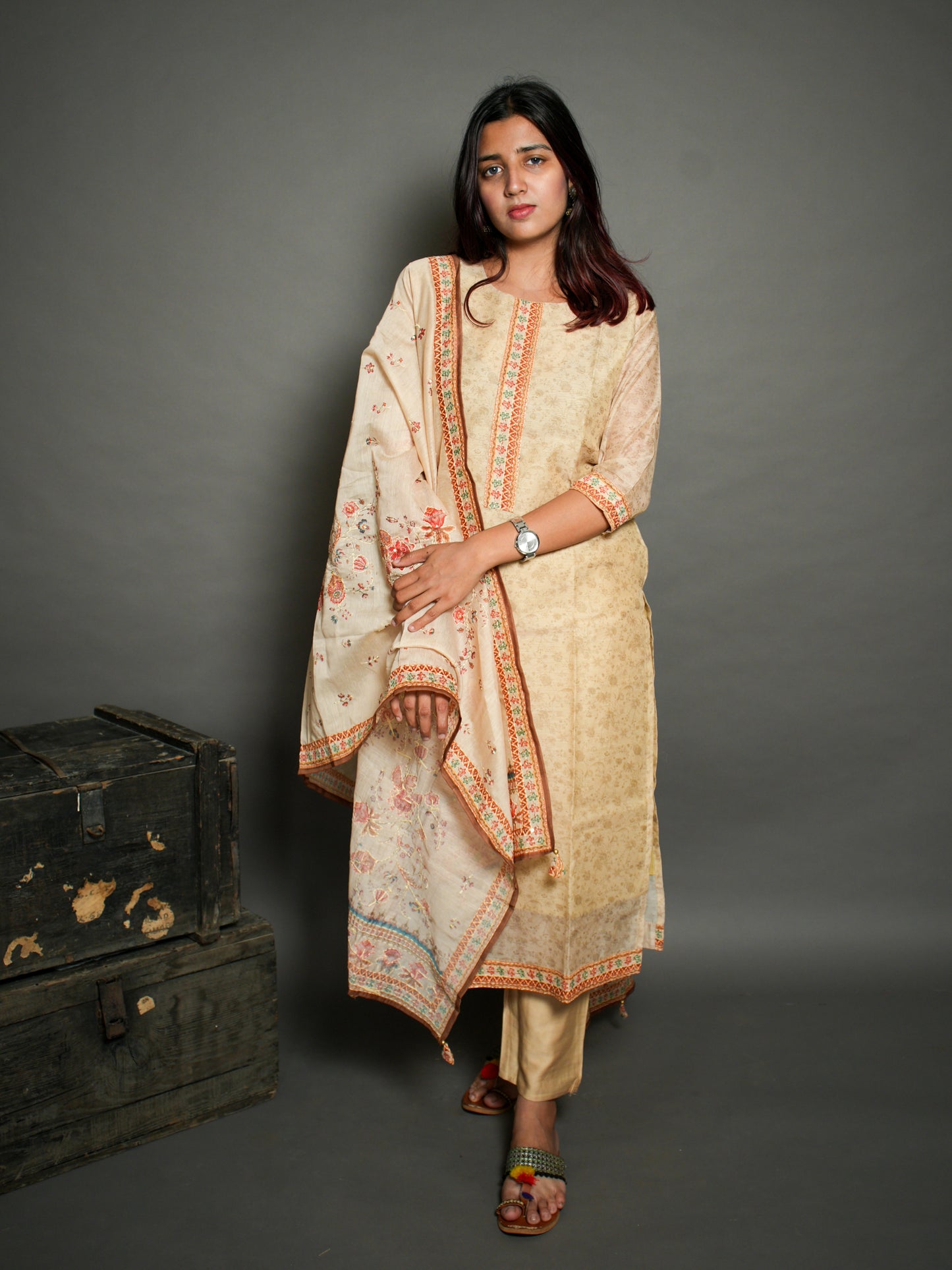 Katha print traditional suit set