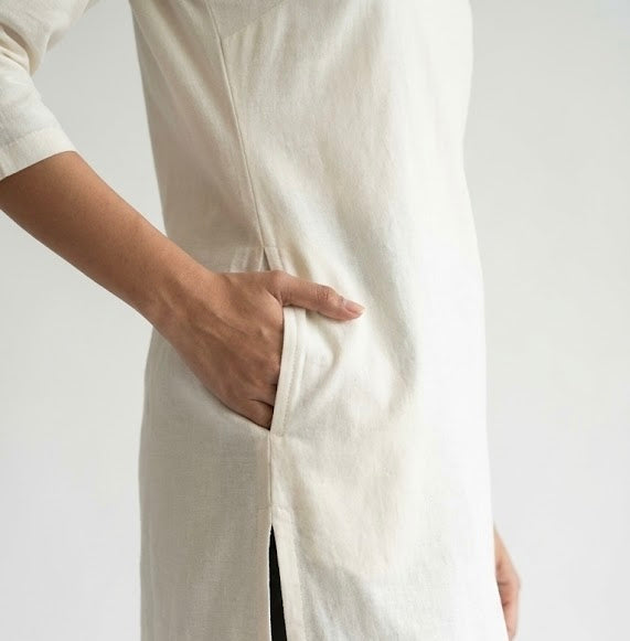 Ecru Airy Linen Long Kurta